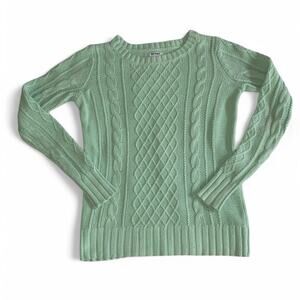 Mint Green Cable Knit fisherman sweater chunky winter